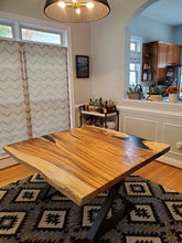 Live edge acacia wood square dining table