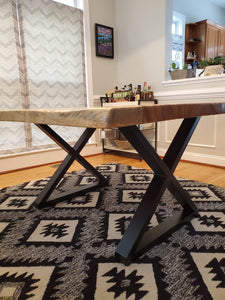 Live edge acacia wood square dining table
