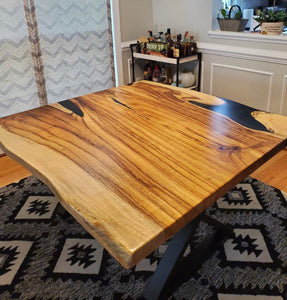 Live edge acacia wood square dining table