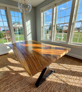 Live edge acacia wood dining table