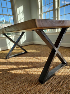 Live edge acacia wood dining table