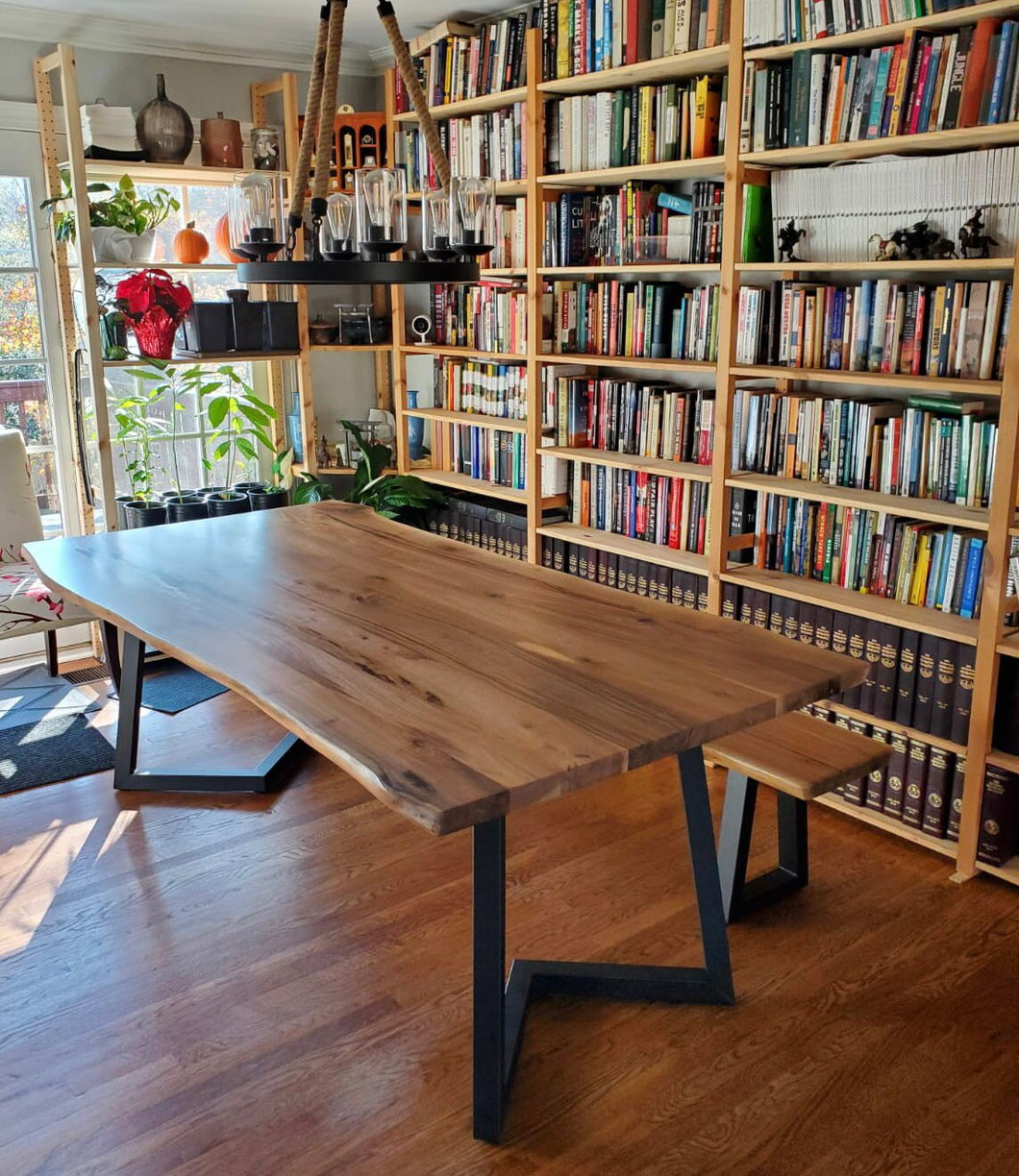 Modern live edge walnut wood dining table