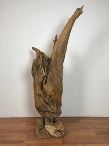 Teak wood free form floor standing art piece rare and one of a kind sculpture