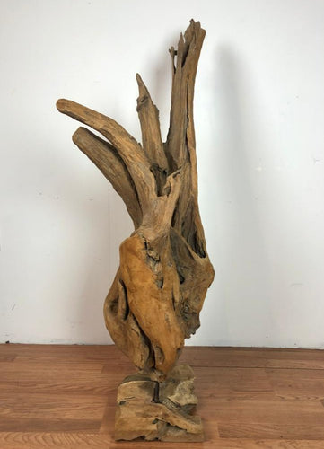 Teak wood free form floor standing art piece rare and one of a kind sculpture