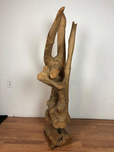 Teak wood free form floor standing art piece rare and one of a kind sculpture