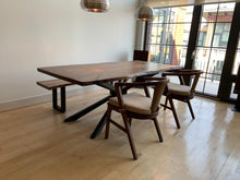 Modern live edge wood dining table and chairs
