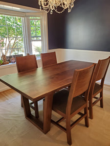 Solid live edge walnut wood dining table