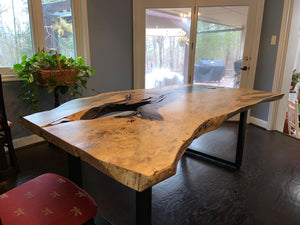 Live edge tamarind wood slab dining table