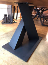 Heavy-duty X-shaped metal table frame for wood or stone tops