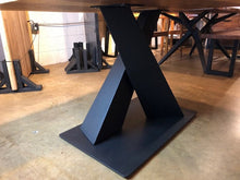 Heavy-duty X-shaped metal table frame for wood or stone tops