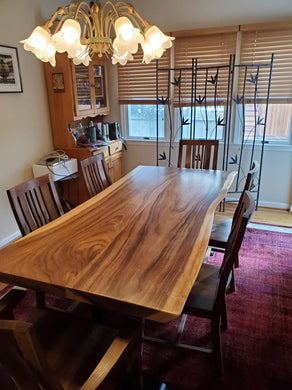 Live edge acacia wood dining table