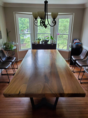 Live edge acacia wood dining table