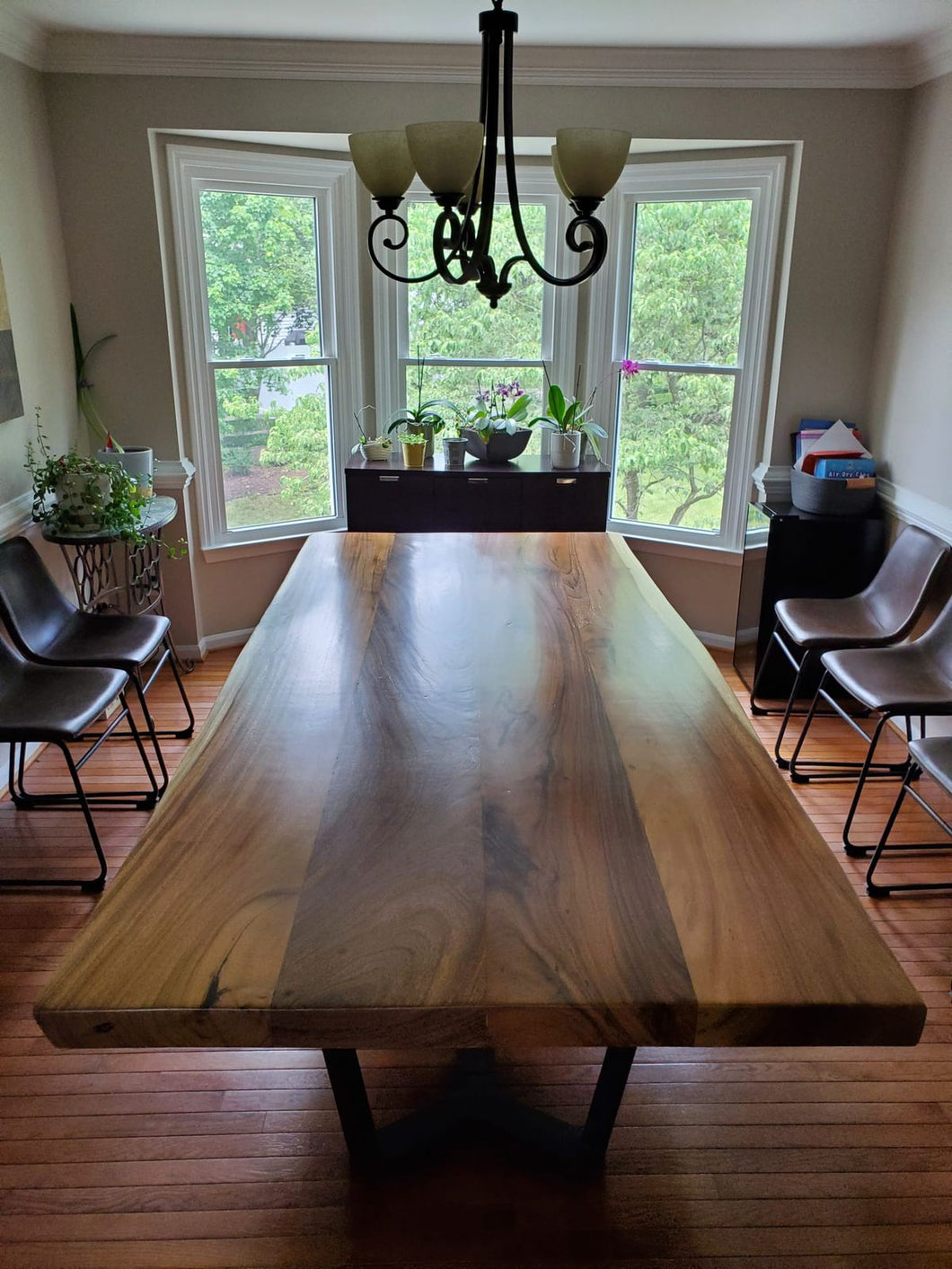 Live edge acacia wood dining table