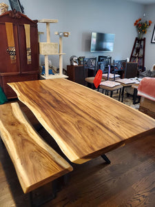 Live edge acacia wood dining table