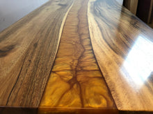 Acacia wood with amber gold epoxy river coffee table