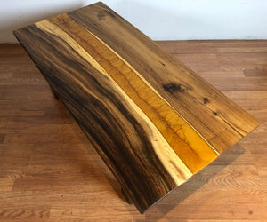 Acacia wood with amber gold epoxy river coffee table