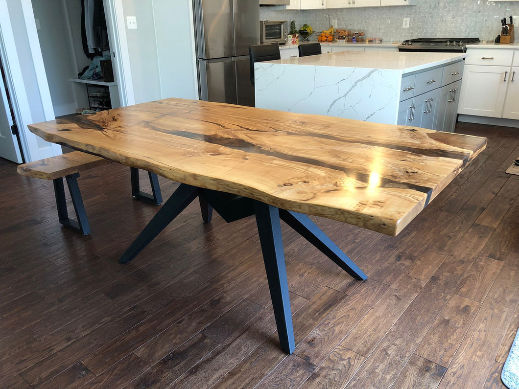 Live edge wood epoxy dining table