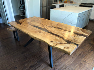 Live edge wood epoxy dining table