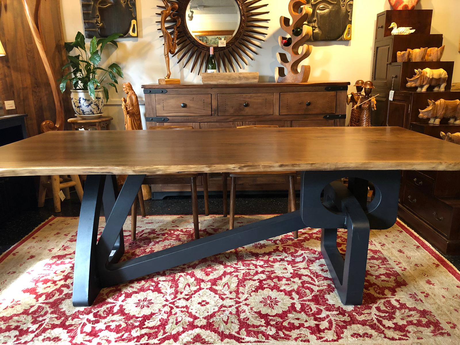 Art Deco metal dining table base with modern industrial design