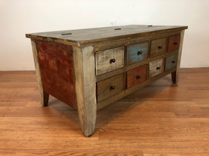 Antique muticolor lift top coffee table