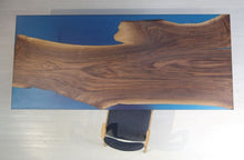 E10 Live edge walnut wood slab dining table top with epoxy