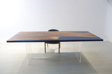 E10 Live edge walnut wood slab dining table top with epoxy