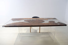 E11 Live edge walnut wood slab dining table top with epoxy 84" x 40"