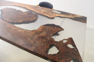 E11 Live edge walnut wood slab dining table top with epoxy 84" x 40"