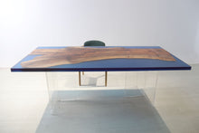E6 Live edge walnut wood slab dining table top with epoxy 81" x 40"