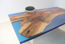 E6 Live edge walnut wood slab dining table top with epoxy 81" x 40"