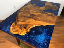 Epoxy desk with teak root wood slab
