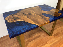 Epoxy desk with teak root wood slab