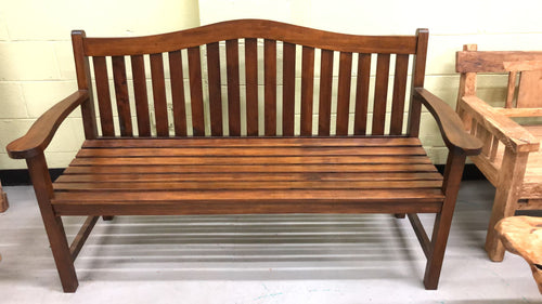 Teak bench with backrest, finished