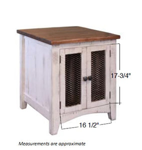 Rustic dual tone white brown end table