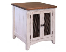 Rustic dual tone white brown end table