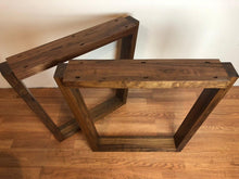 Trapezoid walnut wood table base 28"