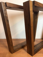 Trapezoid walnut wood end base / legs 28" for dining table