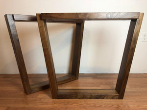 Trapezoid walnut wood end base / legs 28" for dining table