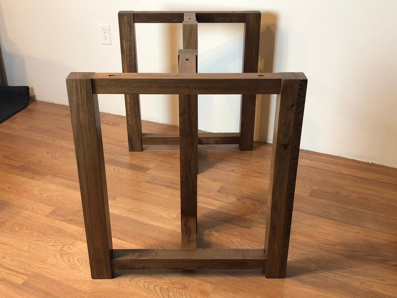 Tri-square walnut wood end base / legs for dining table – R-Home Furniture