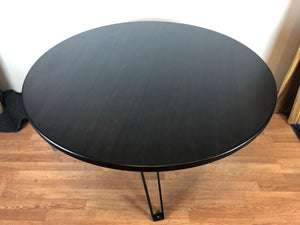 Solid maple wood round table top in black onyx