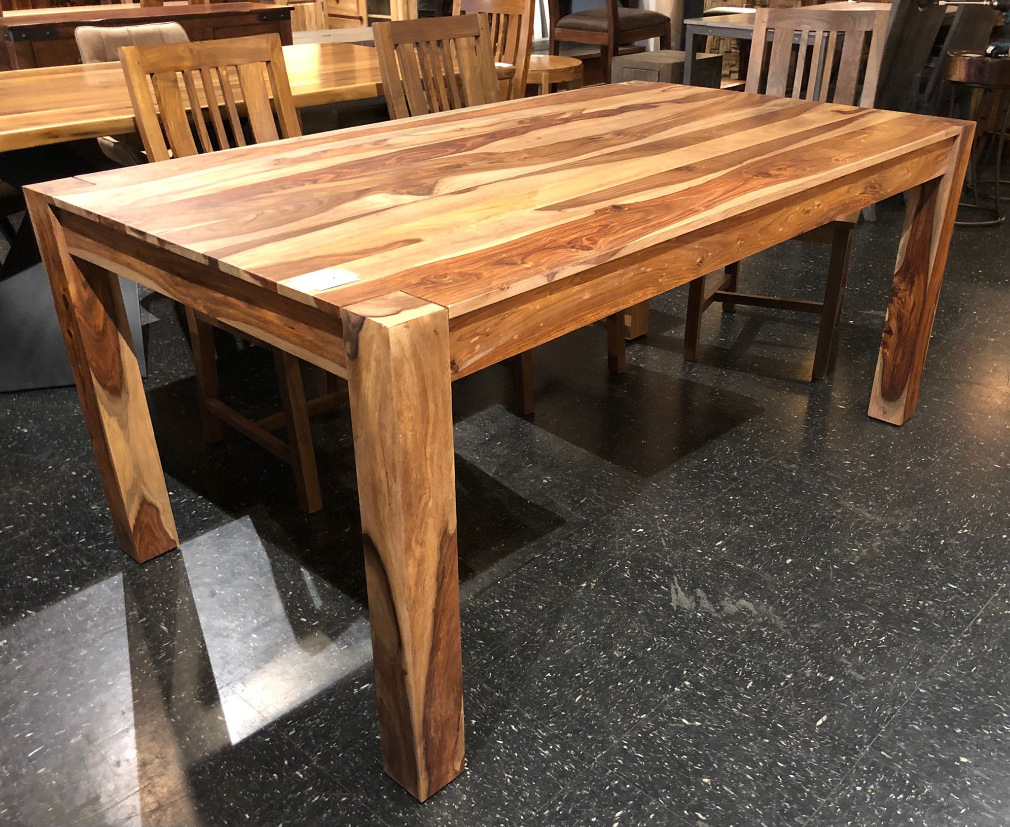 Indian rosewood dining table with corner post legs