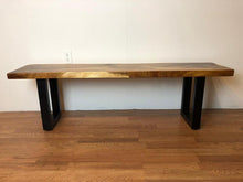 Acacia wood slab bench