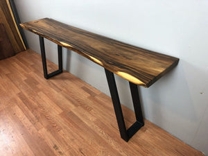 Live edge acacia wood slab hallway table