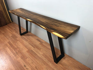Live edge acacia wood slab hallway table