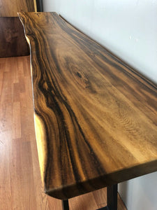 Live edge acacia wood slab hallway table