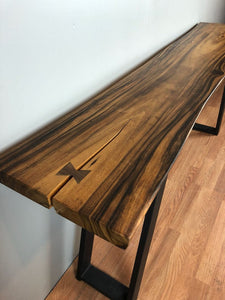 Live edge acacia wood slab hallway table