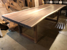 Live edge acacia wood dining table with natural rubio finish