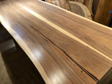 Live edge acacia wood dining table with natural rubio finish