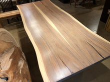 Live edge acacia wood dining table with natural rubio finish