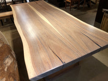 Live edge acacia wood dining table with natural rubio finish